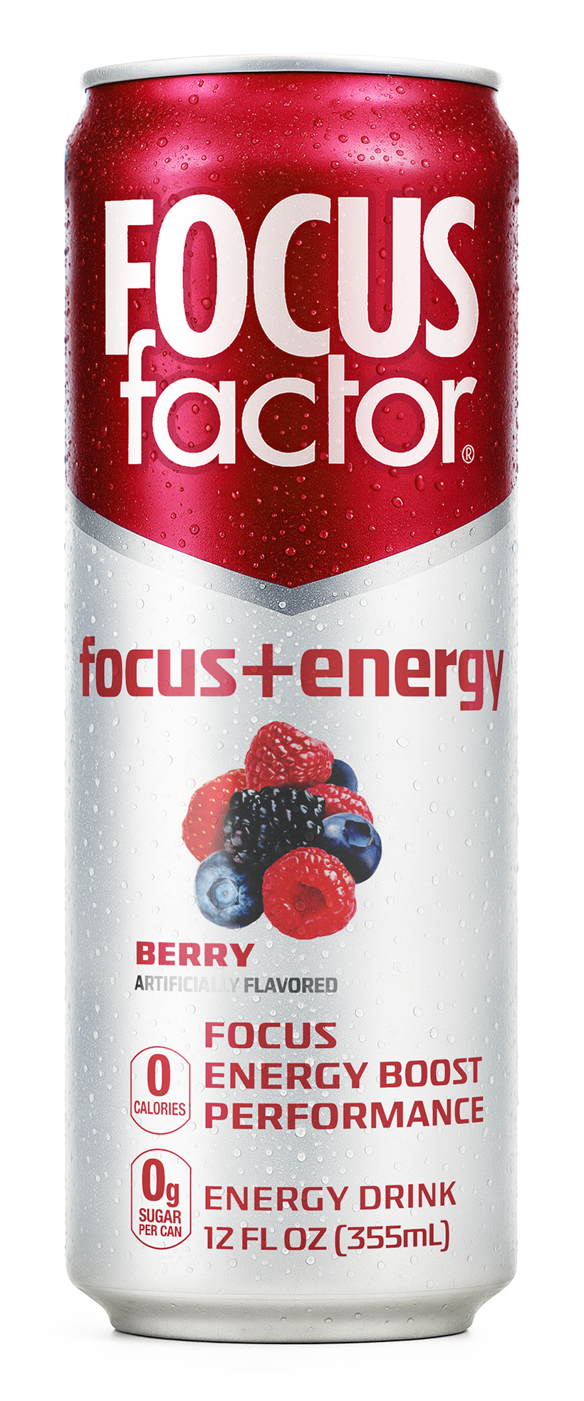 Can of Focus Factor's Focus + Energy Drink Berry Flavor