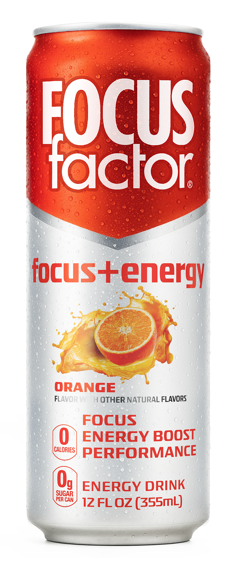 Can of Focus Factor's Focus + Energy Drink Orange Flavor