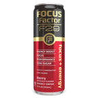 The Focus + Energy Drink - Fruit Punch by Focus + Energy Drinks sports a bold red and black design, ideal for on-the-go performance. It delivers an energy boost with nootropics for improved focus, featuring zero sugar and low calories in a 12 fl oz (355 mL) can, all in an artificially flavored berry taste.